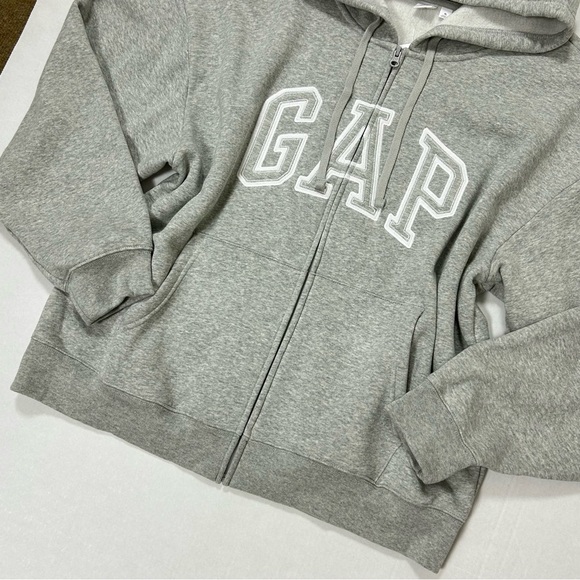 Gap Gray Logo Zip Front Hoodie Size XL NWT - Picture 4 of 13